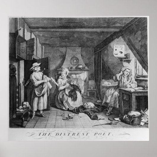 Der bedrückte Dichter, 1740 Poster (Vorne)