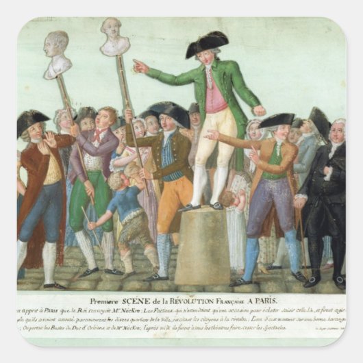 Der Beginn der Französischen Revolution Quadratischer Aufkleber (Vorderseite)