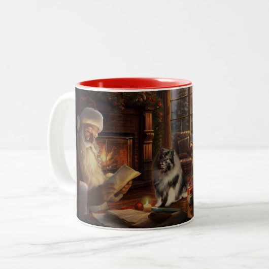Der Begleiter des Weihnachtsmanns Zweifarbige Tasse (Vorderseite Links)