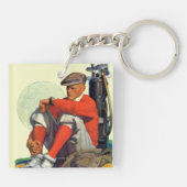 Der behaltene Golfspieler wartete Schlüsselanhänger (Rückseite)