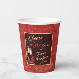 Der Beifall zu 50 Jahren Red Gold Black Geburtstag Pappbecher