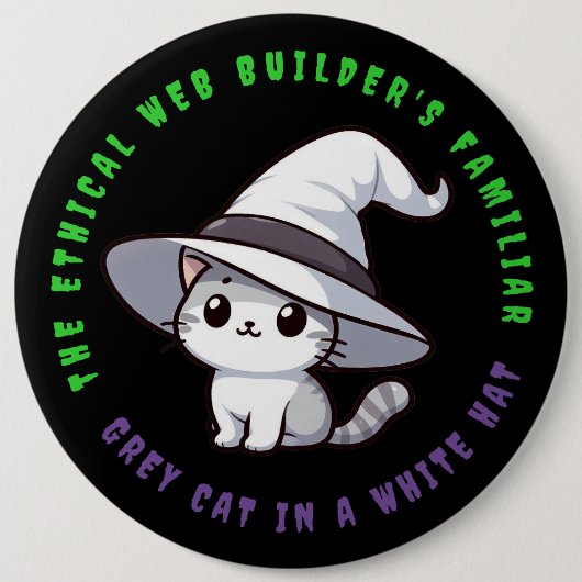 Der bekannte White Hat Cat eines lustigen ethische Button (Vorderseite)
