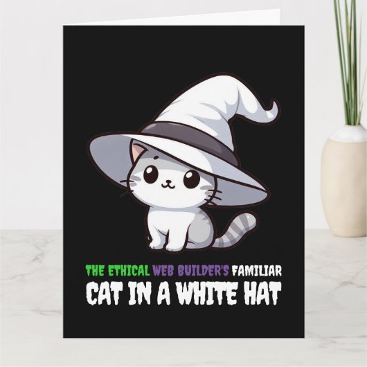 Der bekannte White Hat Cat eines lustigen ethische Karte (Vorderseite)