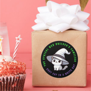 Der bekannte White Hat Cat eines lustigen ethische Runder Aufkleber