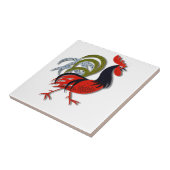 Der belebte Hahn-Cartoon fertigen Rot besonders an Fliese (Seite)