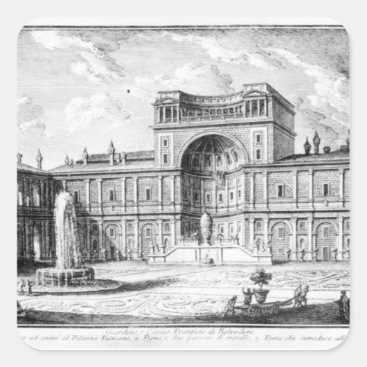 Der Belvedere Court im Vatikan Rom Quadratischer Aufkleber (Vorderseite)