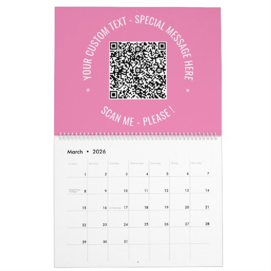 Der benutzerdefinierte QR-Code-Textkalender Wählen Kalender (Mär 2026)