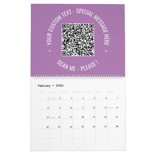Der benutzerdefinierte QR-Code-Textkalender Wählen Kalender (Feb 2026)