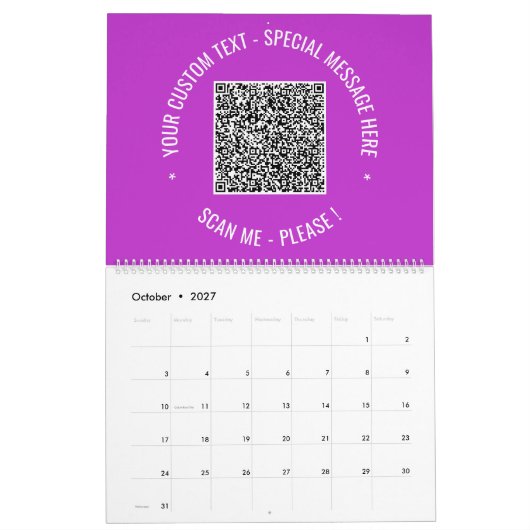 Der benutzerdefinierte QR-Code-Textkalender Wählen Kalender (Okt 2027)