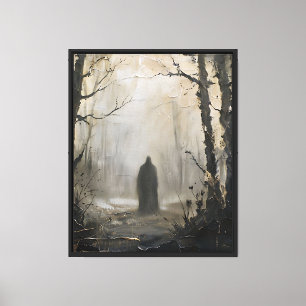 Der Beobachter im Nebel – Vintage-Ölgemälde mit St Leinwanddruck