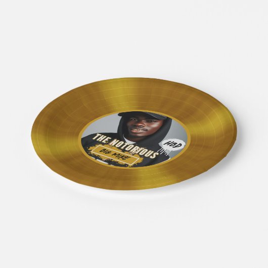 Der Berühmte | Custom Foto Hip Hop Gold Record Pappteller (Schrägansicht)