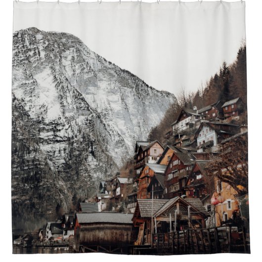 DER BERÜHMTE HALLSTATT IN ÖSTERREICH DUSCHVORHANG (Vorderseite)
