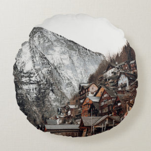 DER BERÜHMTE HALLSTATT IN ÖSTERREICH RUNDES KISSEN