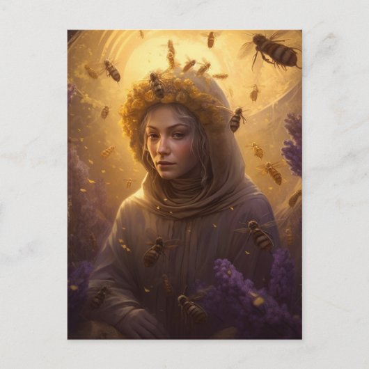 Der Beschützer der Honigbienenblond-Frau Postkarte (Vorderseite)