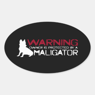 Der Besitzer der Warnung wird von einem Maligator  Ovaler Aufkleber