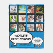Der beste 12-Foto-Comic der Welt Cousin Blue Fun Fleecedecke (Vorderseite)