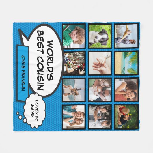 Der beste 12-Foto-Comic der Welt Cousin Blue Fun Fleecedecke (Vorderseite (Horizontal))
