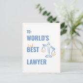 Der beste Anwalt der Welt. Geschenkidee aus Kolleg Postkarte (Stehend Vorderseite)