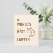 Der beste Anwalt der Welt. Geschenkidee aus Kolleg Postkarte (Stehend Vorderseite)