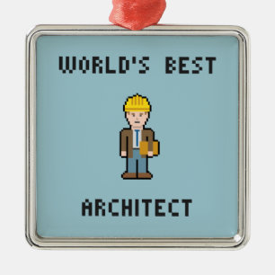Der beste Architekt der Pixel-Welt Silbernes Ornament