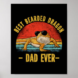 Der beste Bartdrache-Vater je Retro-Vintager Sonne Poster