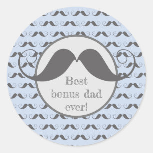 Der beste Bonus Papa! Fun Mustache Muster Vatertag Runder Aufkleber