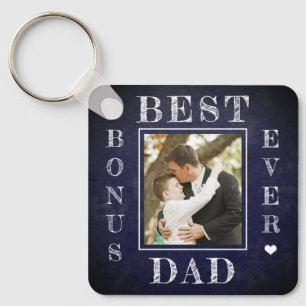 Der beste Bonus Papa je Stiefvater Vatertag Foto Schlüsselanhänger