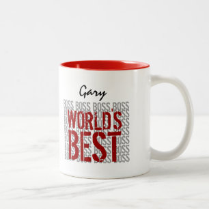 Der beste Boss Grunge Lettering Individuelle Name Zweifarbige Tasse
