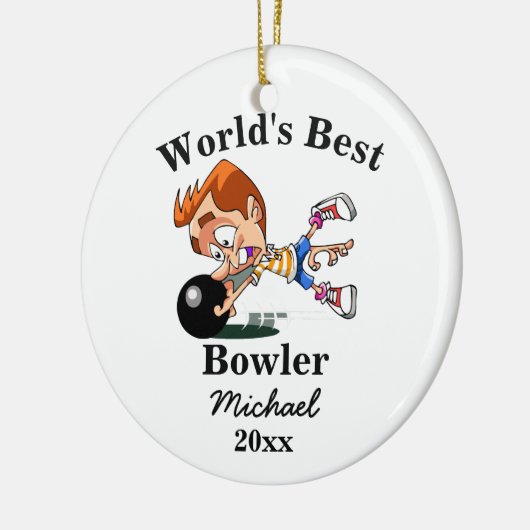 Der beste Bowler der Welt Keramikornament (Links)