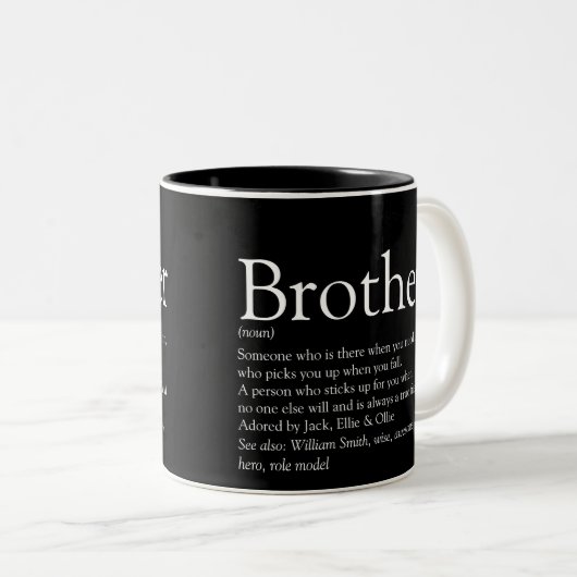 Der beste Bruder-Definition-Spaß Schwarz Zweifarbige Tasse (VorderseiteRechts)