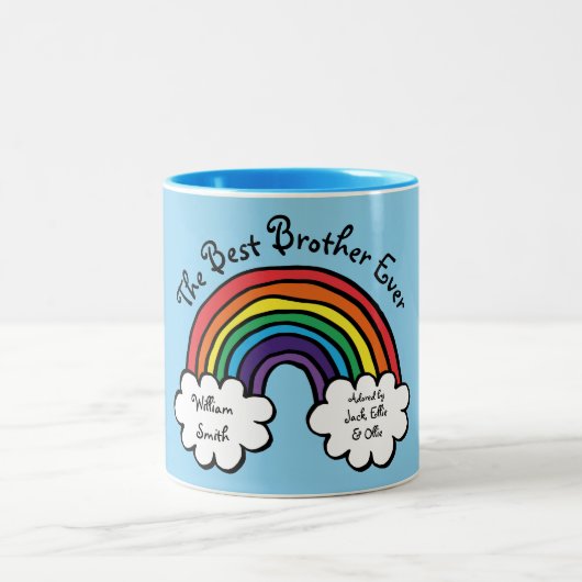 Der beste Bruder je Regenbogen Blau Zweifarbige Tasse (Mittel)
