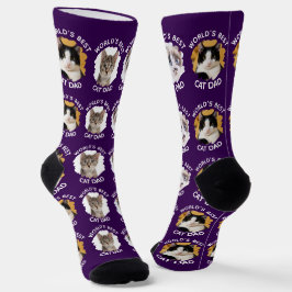 Der beste Cat Vater der Welt - Custom 3 Cat Fotos  Socken