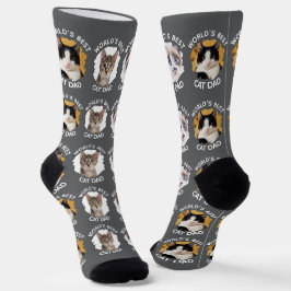 Der beste Cat Vater der Welt - Custom 3 Cat Fotos  Socken