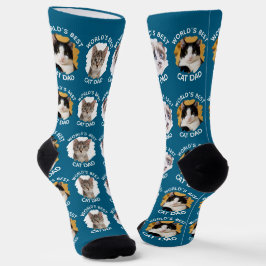 Der beste Cat Vater der Welt - Custom 3 Cat Fotos  Socken