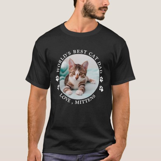 Der beste Cat Vater der Welt Personalisiertes Nied T-Shirt (Vorderseite)