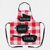 Der beste Cook Red White Gingham Karo der Welt Schürze (Vorderseite)