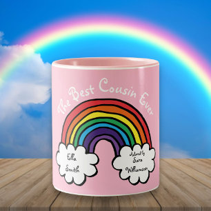 Der beste Cousin aller Zeiten: Regenbogen rosa Zweifarbige Tasse