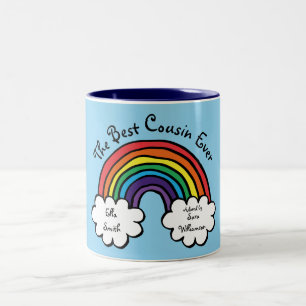 Der beste Cousin je Rainbow Blue Zweifarbige Tasse