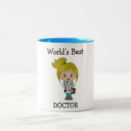 Der beste Doktor der Welt, niedliche blonde Frau Zweifarbige Tasse