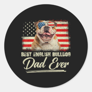 Der beste englische Bulldog Vater je Daddy Usa Fla Runder Aufkleber