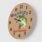 Der beste Fischer der Welt Große Wanduhr (Winkel)