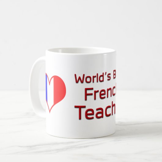 Der beste französische Lehrer der Welt mit Kaffeetasse (Vorderseite Links)