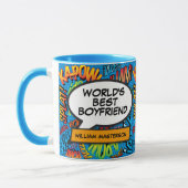 Der beste Freund der Welt Name Fun Retro Comic Blu Tasse (Links)