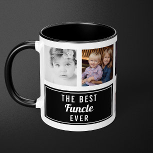 Der beste Funcle ever schwarze Collage Foto Onkel Tasse