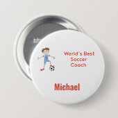 Der beste Fußballtrainer der Welt Personalisiert m Button (Vorne & Hinten)