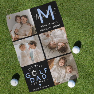 Der beste Golf-Vater von Par Monogramm 4 Foto-Coll Golfhandtuch