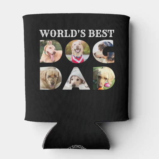 Der beste Hund-Vater der Welt 6 Foto Collage Dog L Dosenkühler (Rückseite)