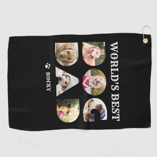 Der beste Hund-Vater der Welt 6 Foto Collage Paw B Golfhandtuch (Horizontal)