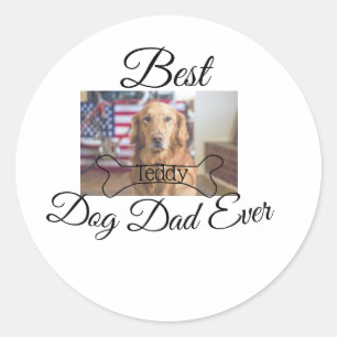 Der beste Hund-Vater fügt je den Namen des Tieres Runder Aufkleber