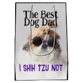 Der beste Hundedad Shih Tzu Not Vathage Day Mittlere Geschenktüte (Rückseite)